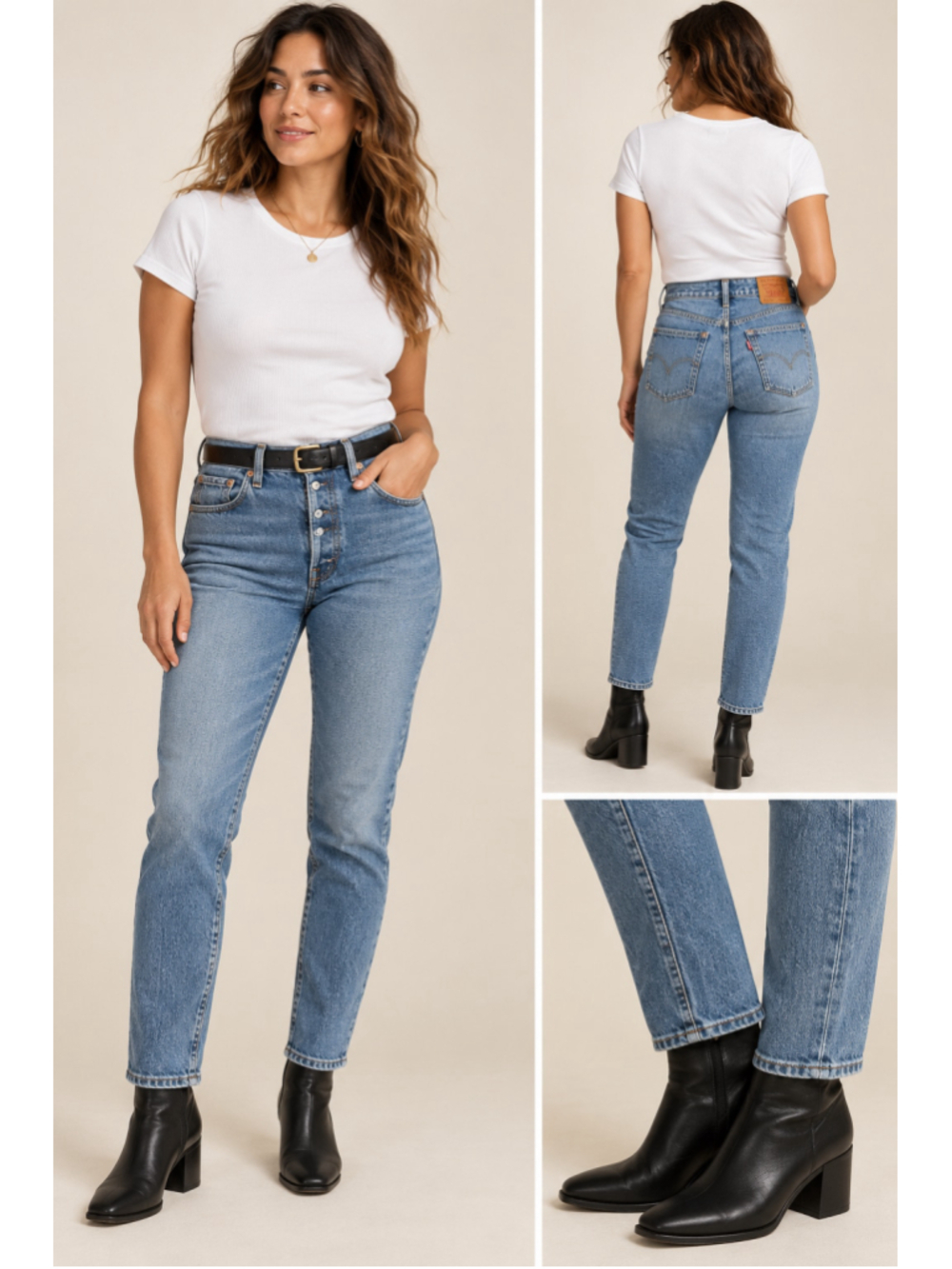 Levi’s 501 Skinny Jeans W26 L28 Medium Wash Button Fly Vintage Style Denim